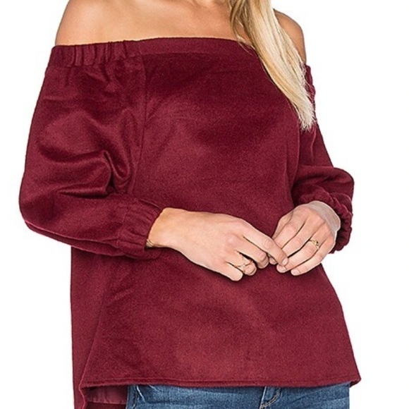 Blaque Label Off Shoulder Top in Bordeaux Wool Blend - Picture 1 of 8